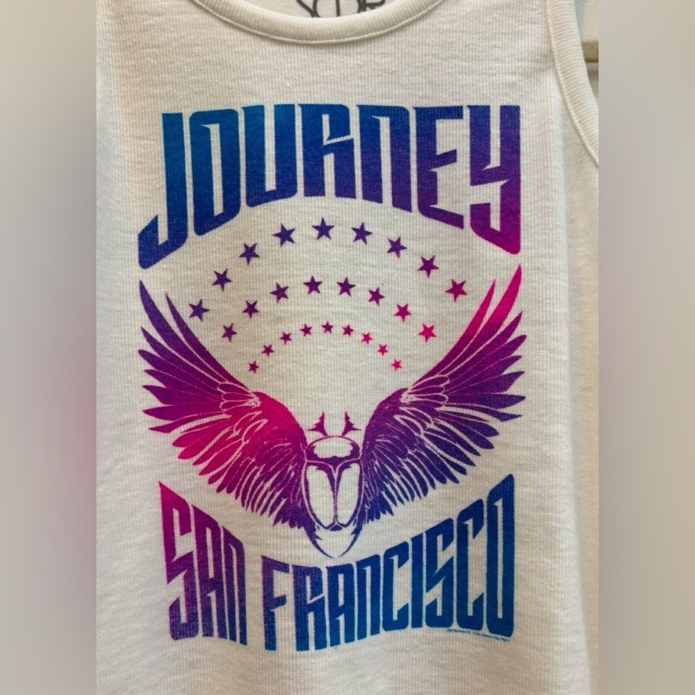 Chaser NWT “Journey San Francisco” tank in white, blue/pink/purple graphic! - Picture 3 of 8